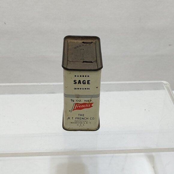 Frenchs Rubbed Sage Ground Spice Metal Tin Can Kitchen Deco RT French Co Vintage - Picture 3 of 7